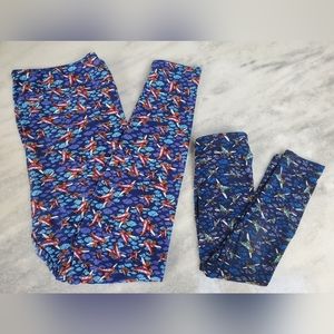 Mommy and Me Lularoe Plane Leggings